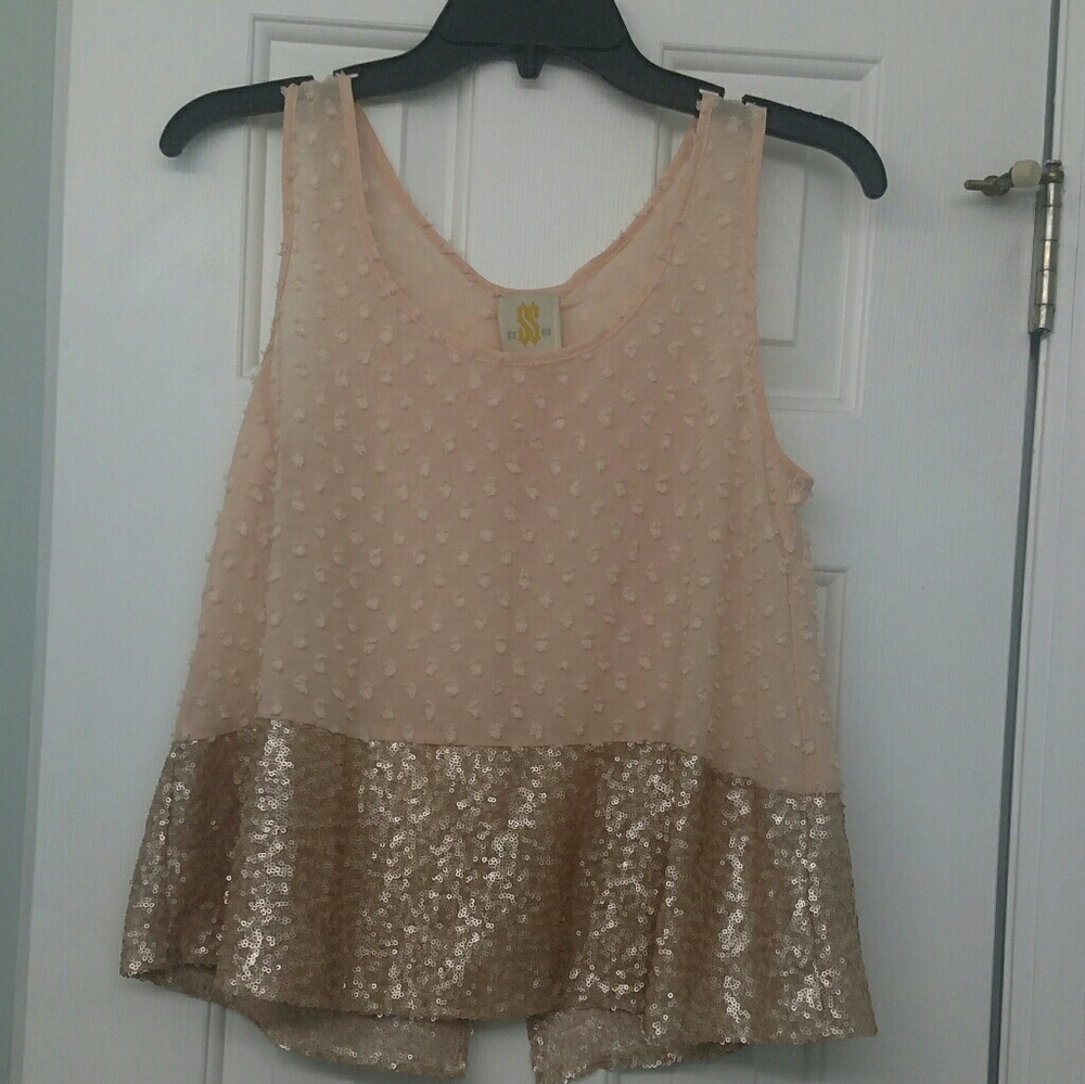 Blush sequin tank